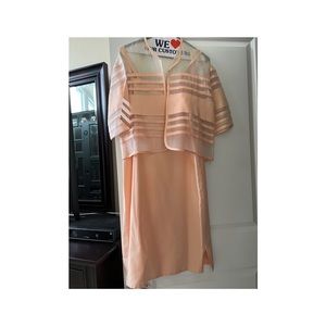 Gorgeous Peach color silk dress w sheer blazer